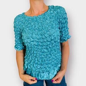 Y2K Teal Popcorn‎ Top